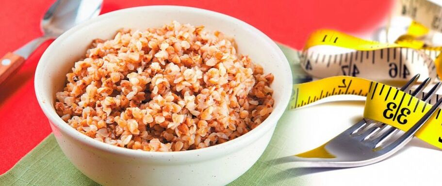 Porridge of buckwheat and central ribbon