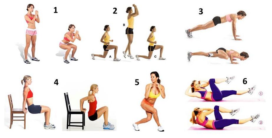 A set of exercises for full body weight loss at home